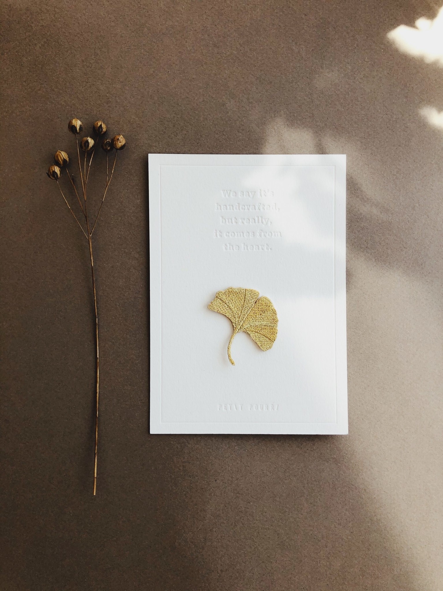 Petit Pourri Letterpress card - Ginko