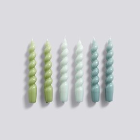 HAY Candle Spiral - set of 6 - green/arctic blue/teal