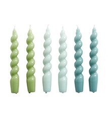 HAY Candle Spiral - set of 6 - green/arctic blue/teal