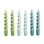 Candle Spiral - set of 6 - green/arctic blue/teal