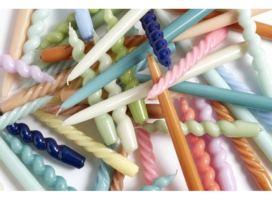 Candle Spiral - set of 6 - Ice Blue/Lilac/Apricot