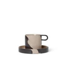 Ferm Living Inlay Cup With Saucer - Sand/Brwon