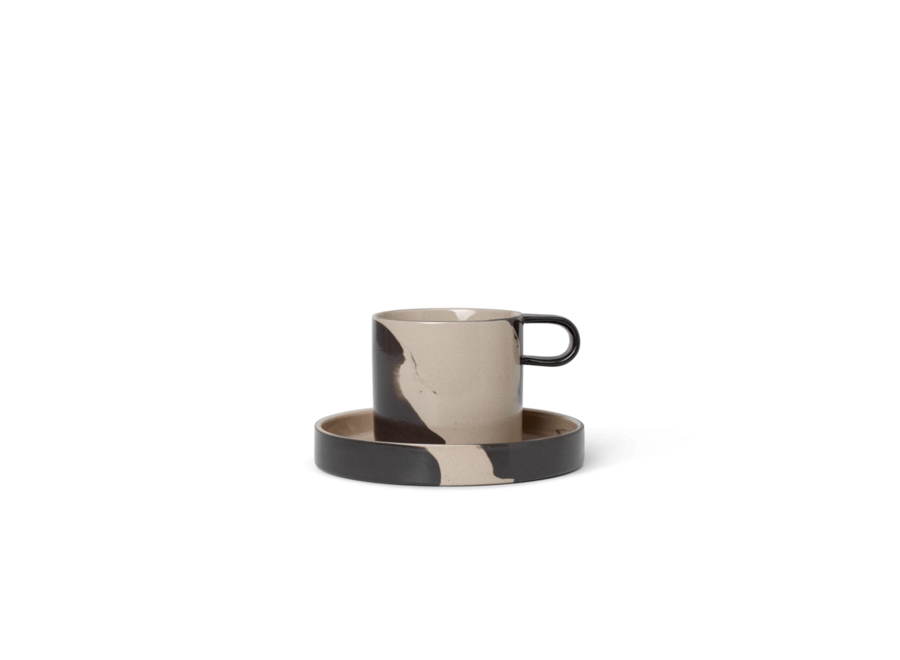 Inlay Cup With Saucer - Sand/Brwon