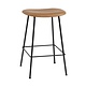 Muuto Fiber Bar Stool - Without Backrest - Refine Leather Cognac - Tube Base