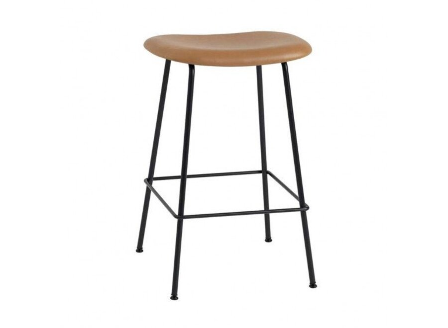 Fiber Bar Stool - Without Backrest - Refine Leather Cognac - Tube Base