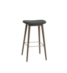 Muuto Fiber Bar Stool - Wood Base - Without Backrest - Twill Weave 990/Stained Dark Brown