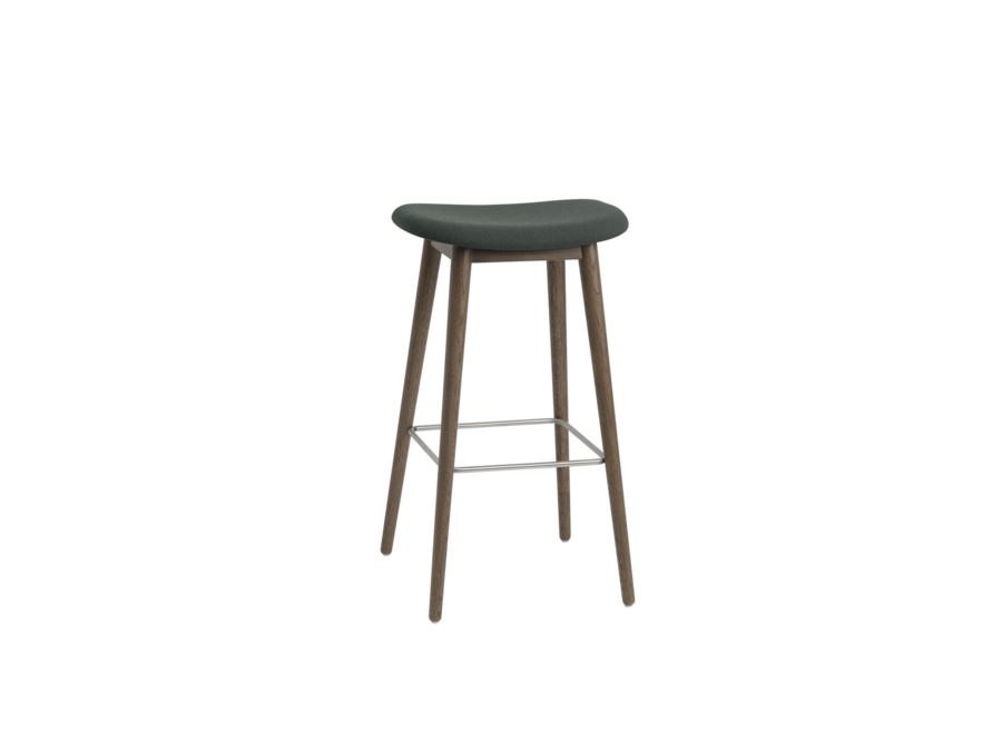 Fiber Bar Stool - Wood Base - Without Backrest - Twill Weave 990/Stained Dark Brown