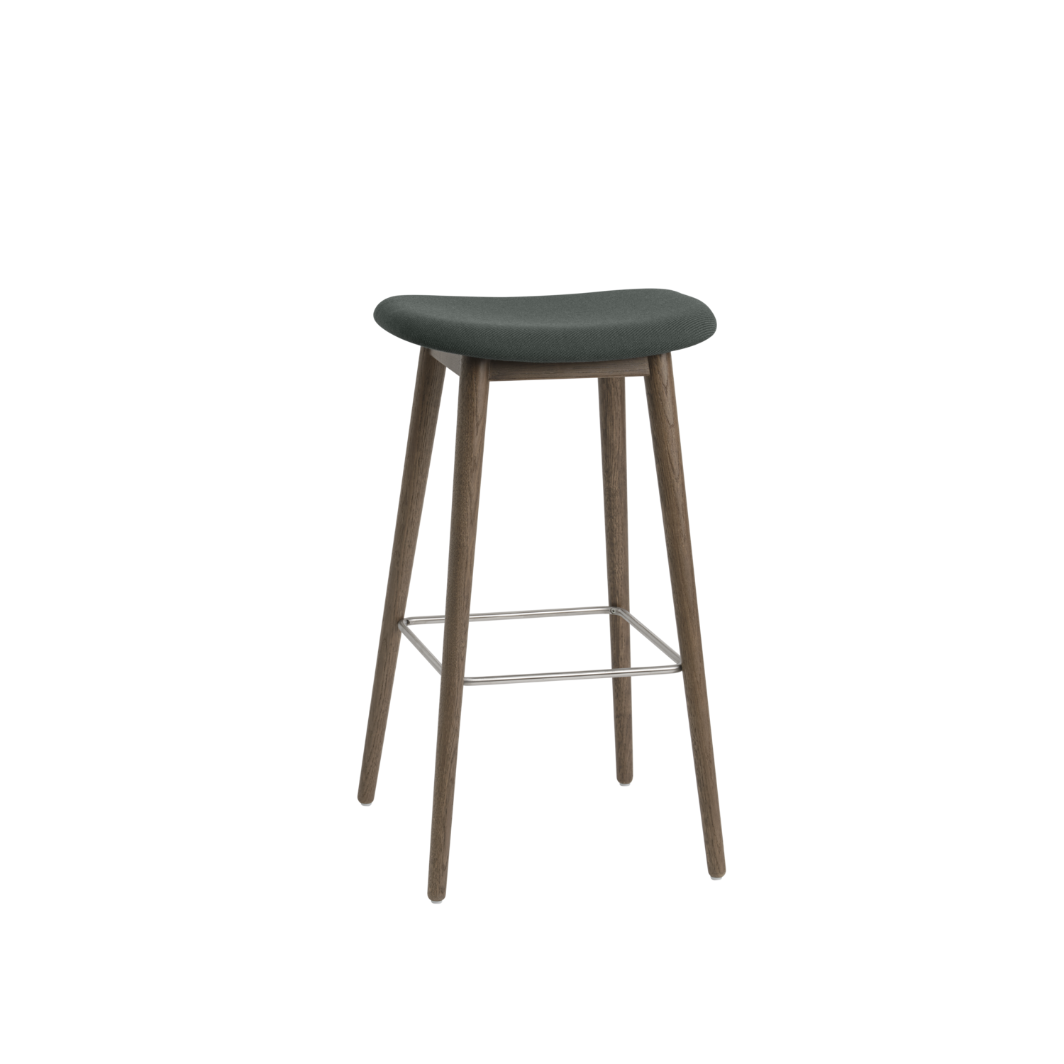 Muuto Fiber Bar Stool - Wood Base - Without Backrest - Twill Weave 990/Stained Dark Brown