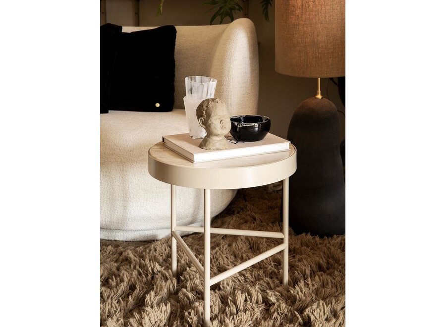 Travertine Table - Medium - Cashmere
