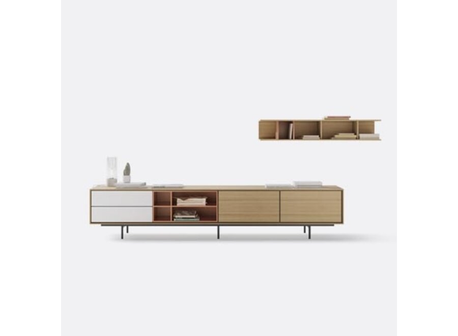 Treku kast - Aura - Oak/Brick/white