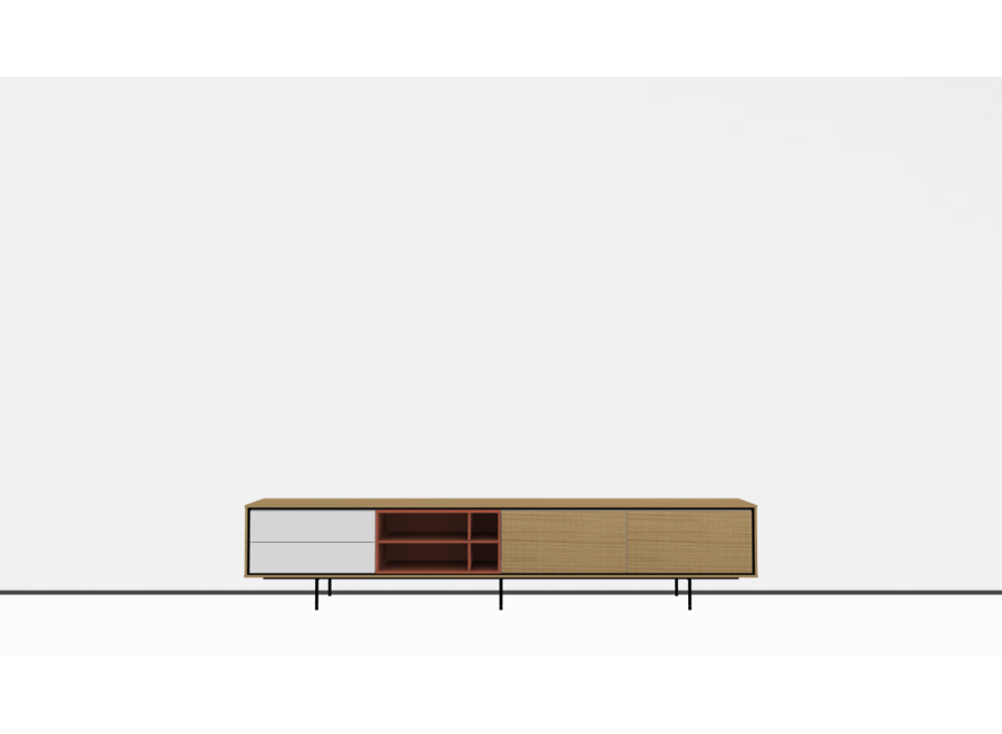 Treku kast - Aura - Oak/Brick/white