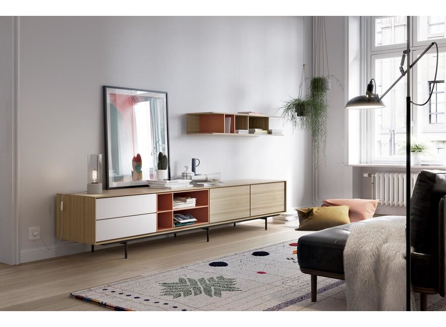 Treku kast - Aura - Oak/Brick/white