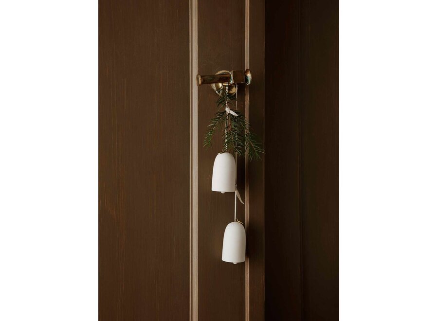 Bell Ceramic Ornament - Set of 2 - Off White