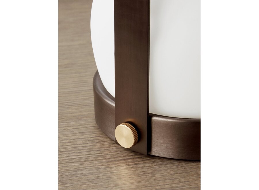 Carrie Table Lamp - Portable - Bronzed Brass/Leather