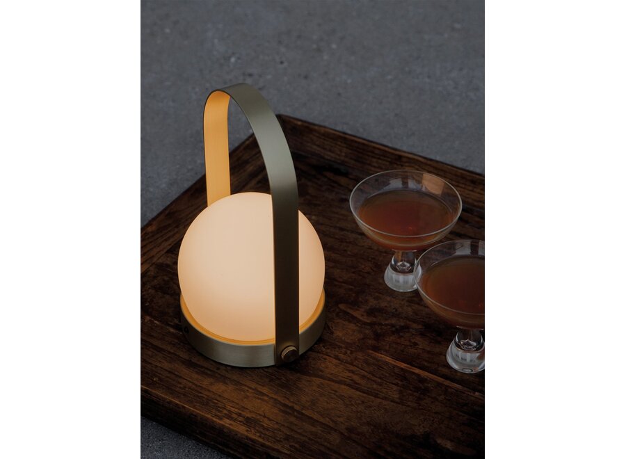 Carrie Table Lamp - Portable - Bronzed Brass/Leather