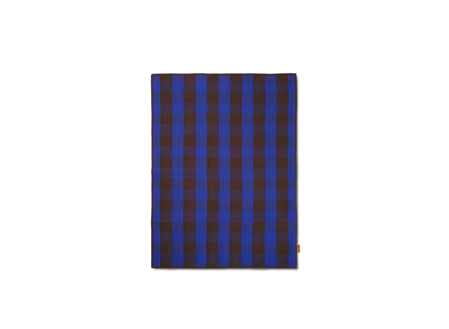 Grand Quilted Blanket - Choco / Bright Blue