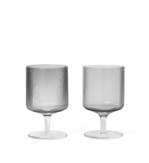 Ferm Living Ripple Wine Glasses - set of 2 - Smoked Grey