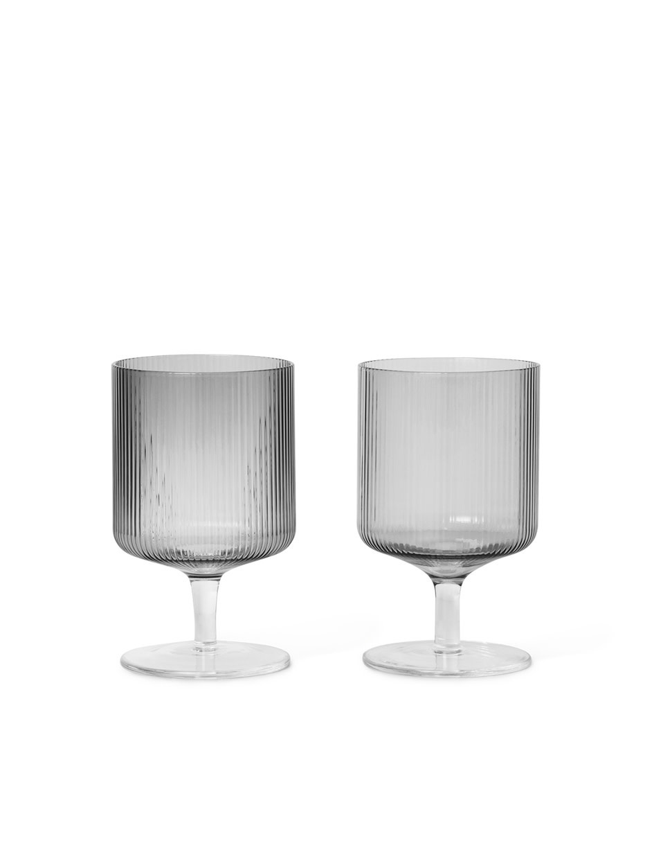 Ferm Living Ripple Wine Glasses - set of 2 - Smoked Grey