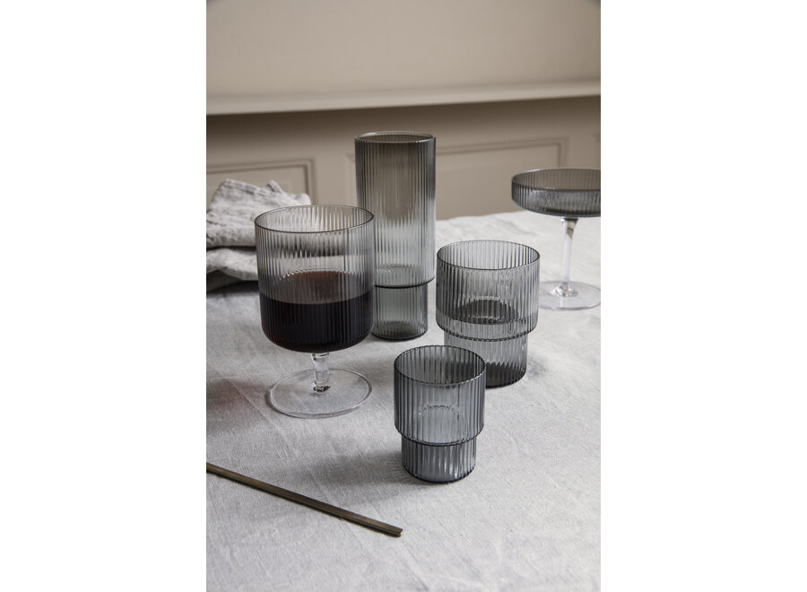 Ripple Wine Glasses - set of 2 - Smoked Grey