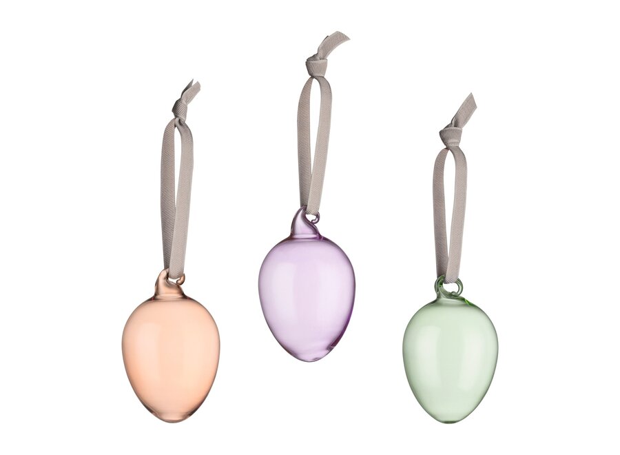 Glazen ei 60mm set van 3 lentemix