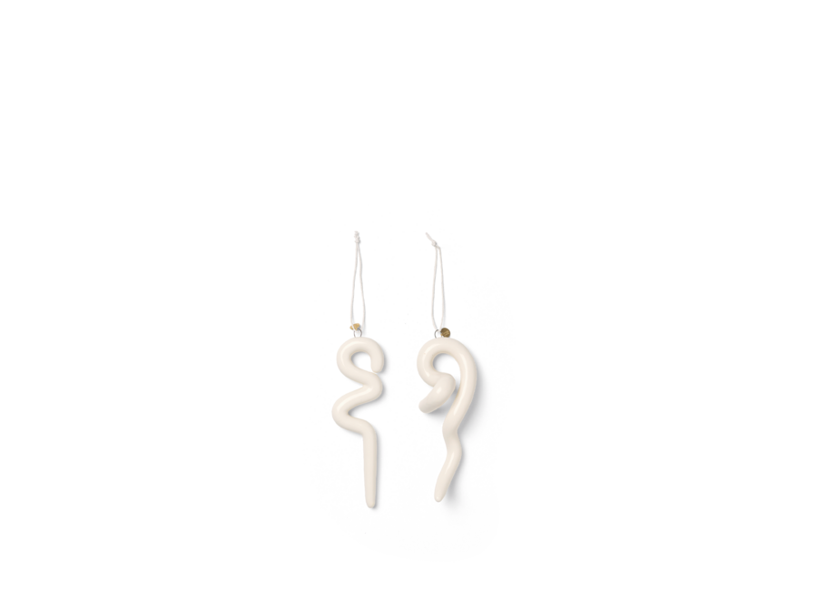 Doodle Ornaments - set of 2 - Off-White