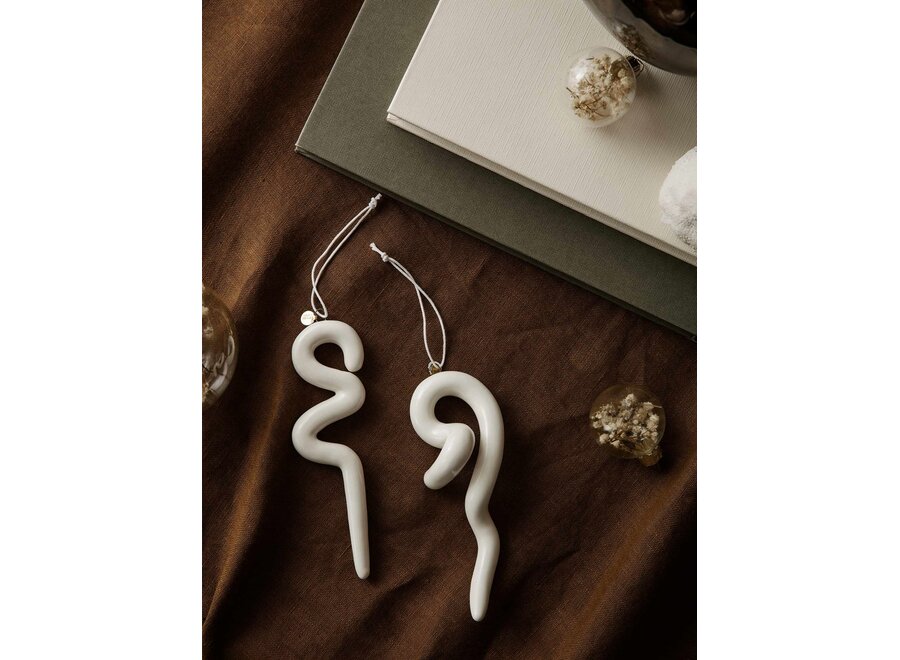 Doodle Ornaments - set of 2 - Off-White