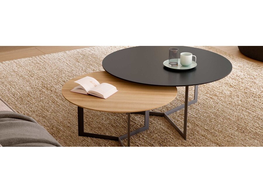 Kabi Coffee Table - diam. 65 cm - Walnut / Graphite Legs