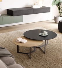 Treku Kabi Coffee Table - diam. 65 cm - Walnut / Graphite Legs