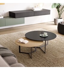 Treku Kabi Coffee Table - diam. 65 cm - Walnut / Graphite Legs