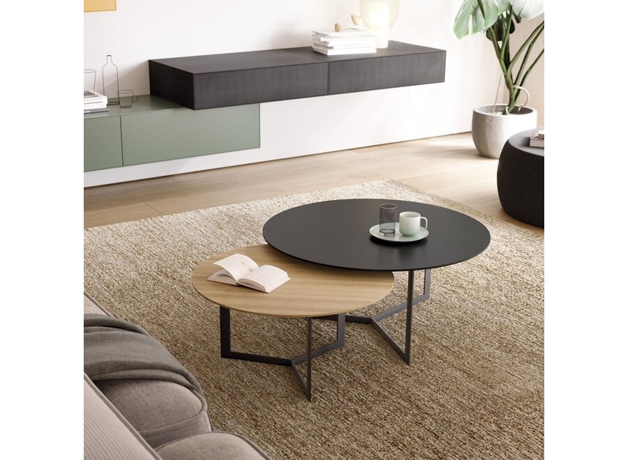 Kabi Coffee Table - diam. 65 cm - Walnut / Graphite Legs