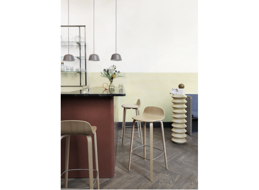 Visu Bar Stool / Wood Base (h75 cm) - Oak/Oak