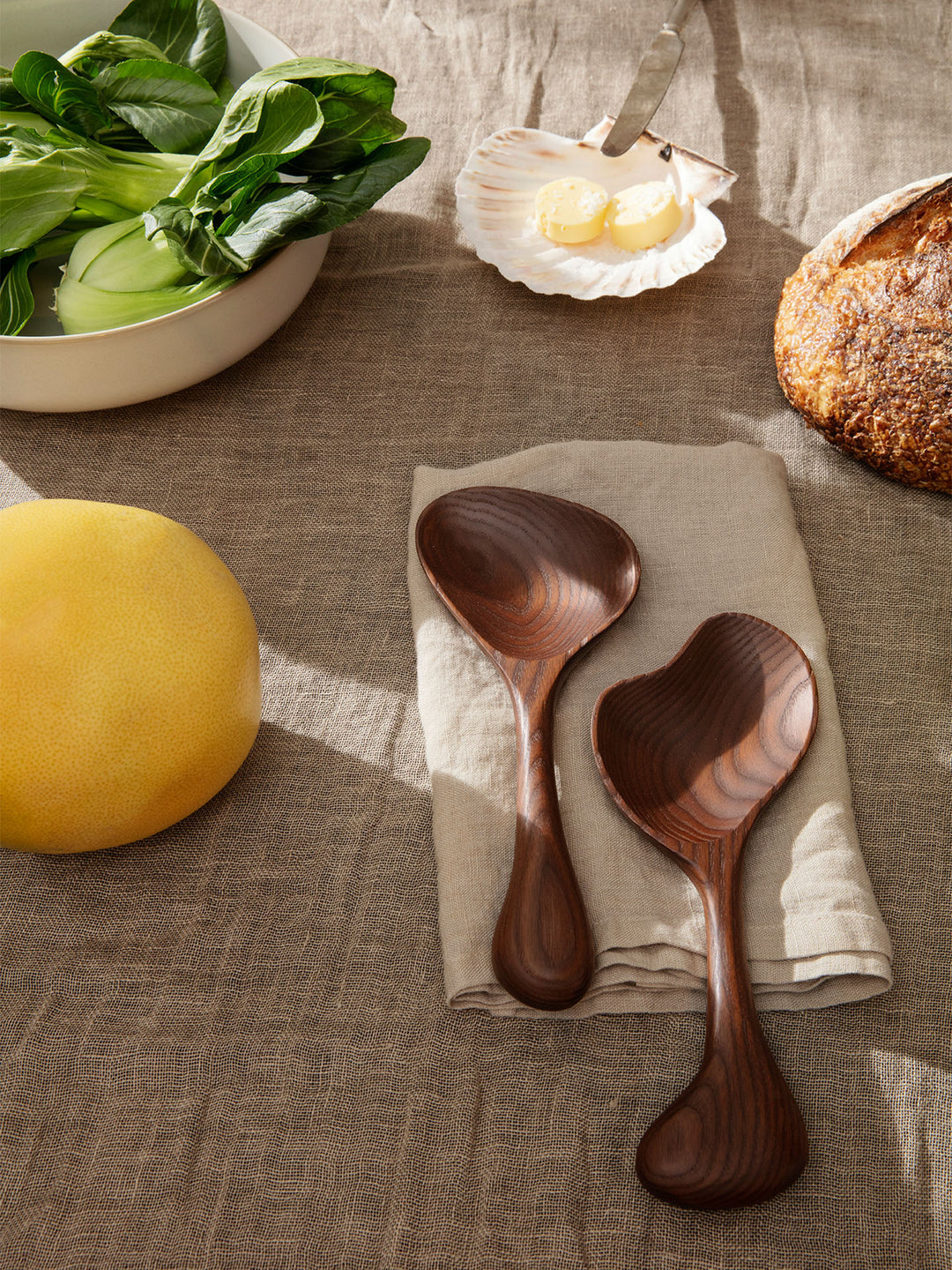 Ferm Living Os Salad Servers - Dark Brown