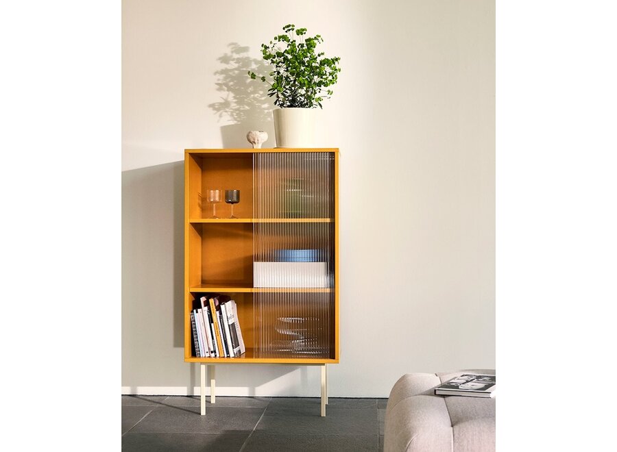 Colour Cabinet w. Glass Doors - Tall - Yellow
