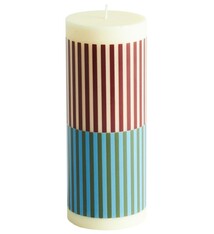 HAY COLUMN CANDLE-MEDIUM-YELLOW, BROWN, LIGHT BLUE AND ARMY