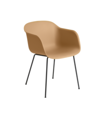 Muuto Fiber Armchair Tube Base // Kleur Ochre/Anthracite Black (Recycled Plastic)