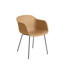 Muuto Fiber Armchair Tube Base // Kleur Ochre/Anthracite Black (Recycled Plastic)
