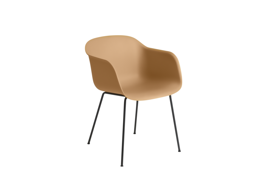 Fiber Armchair Tube Base // Kleur Ochre/Anthracite Black (Recycled Plastic)