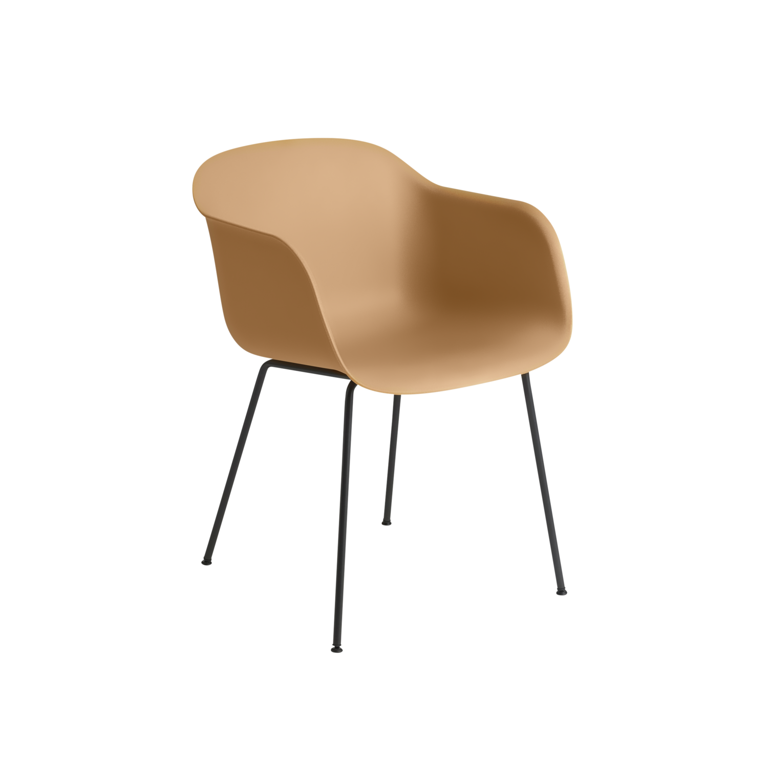 Muuto Fiber Armchair Tube Base // Kleur Ochre/Anthracite Black (Recycled Plastic)