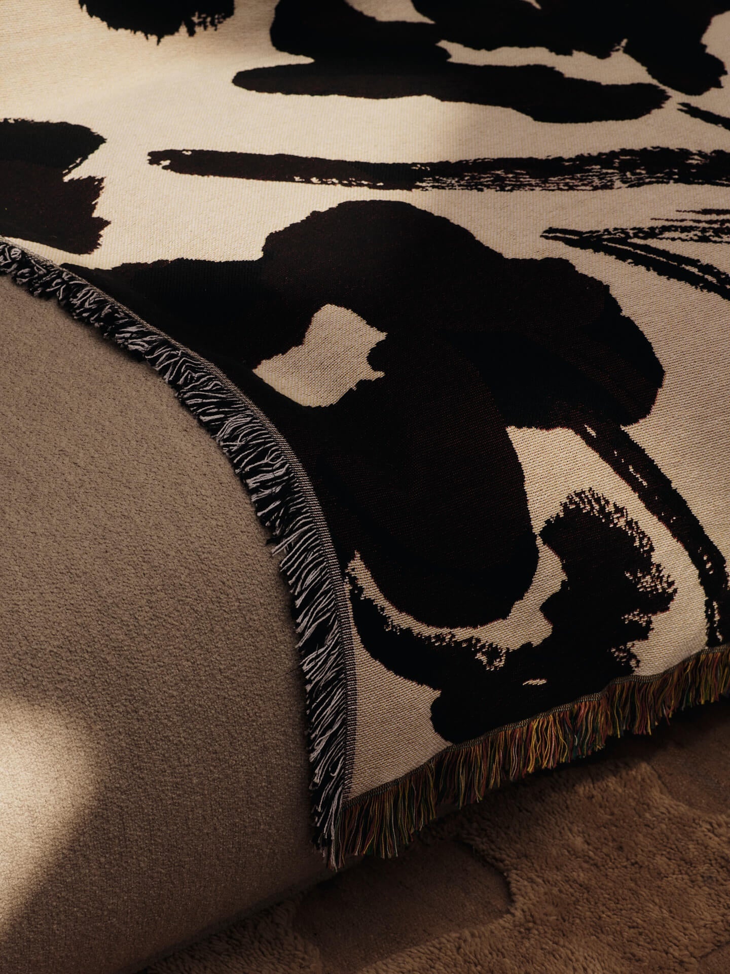 Ferm Living Cilla Tapestry Blanket // Off-white / Dark grape