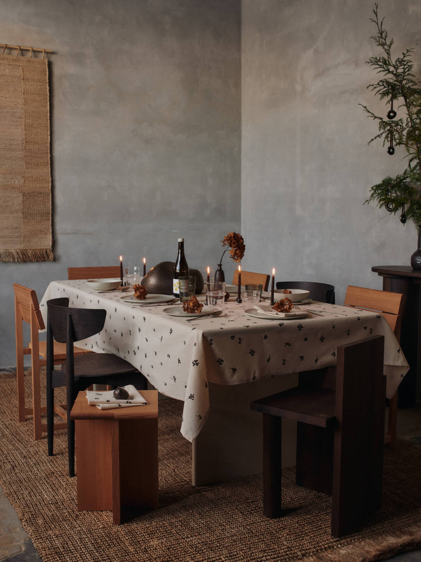 Ferm Living Baies Tablecloth // Natural / Dark Chocolate