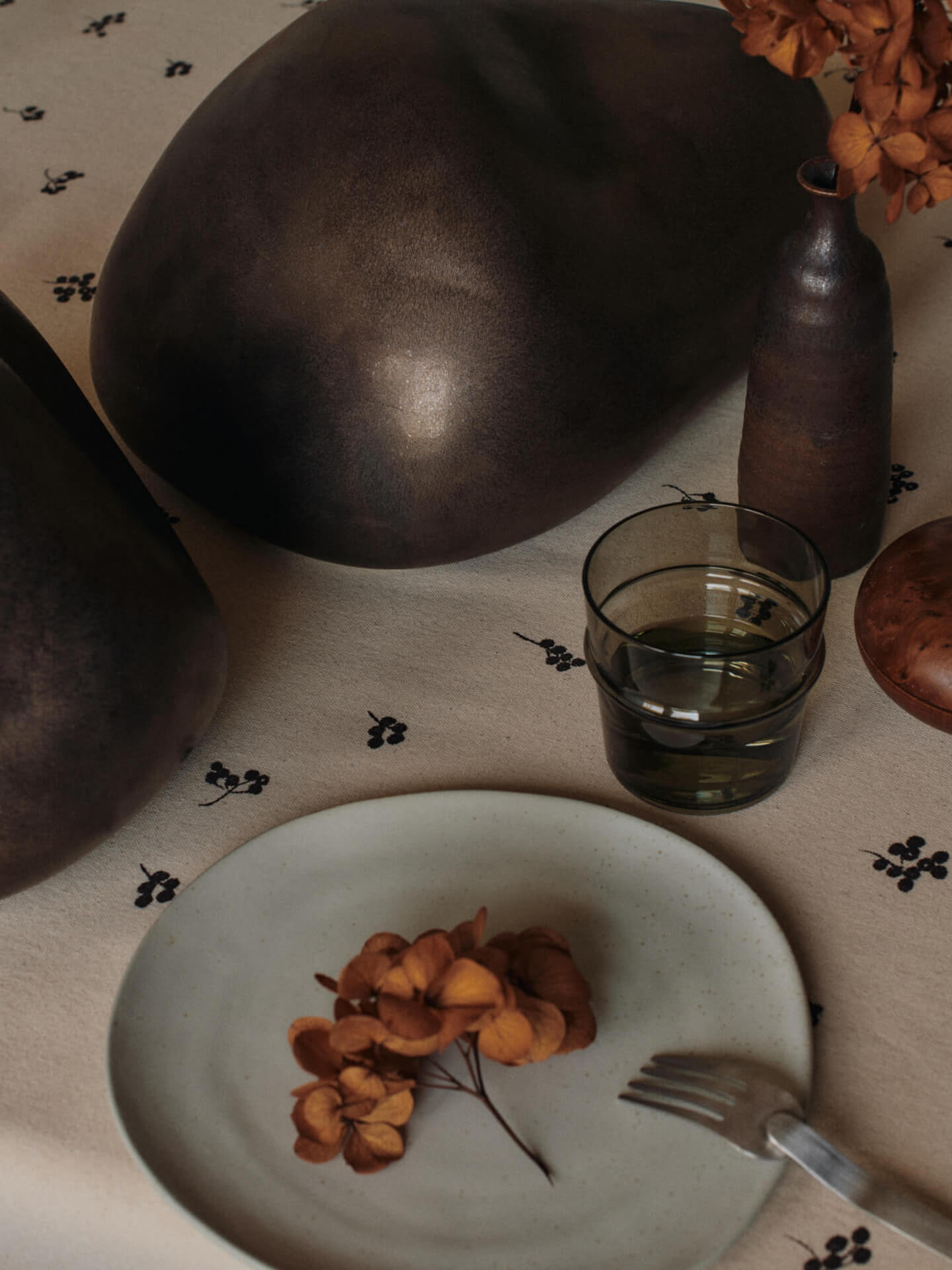 Ferm Living Baies Tablecloth // Natural / Dark Chocolate