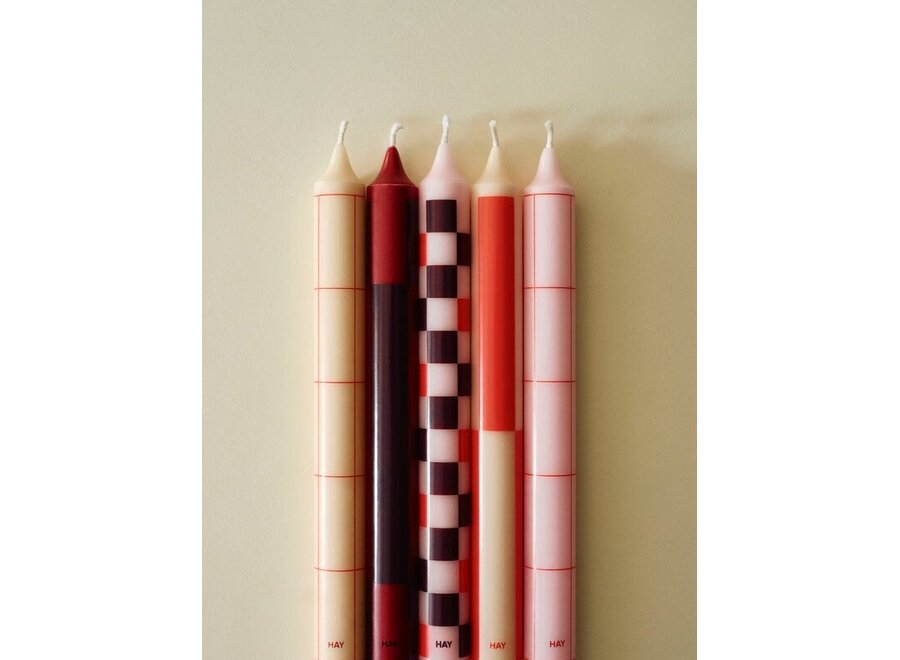 Pattern Candle // Reds and bordeaux, / Set of 4