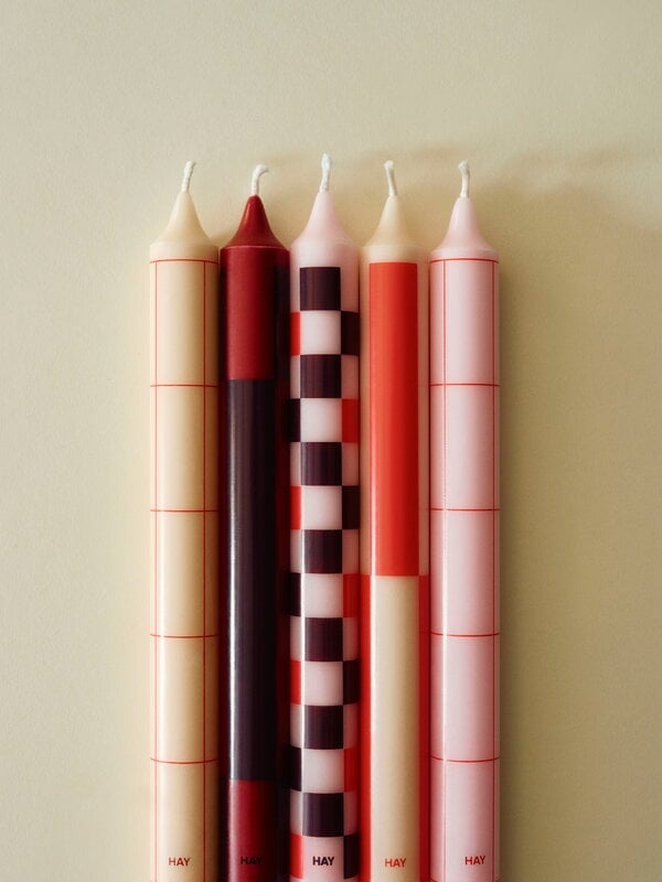 HAY Pattern Candle // Reds and bordeaux, / Set of 4
