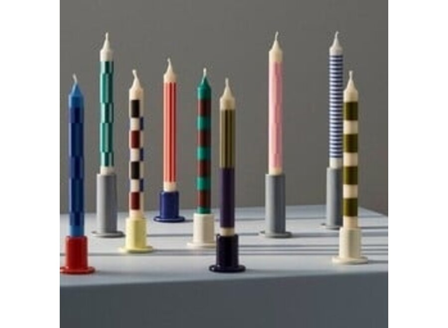 Pattern Candle // Greens and bordeaux, / Set of 4