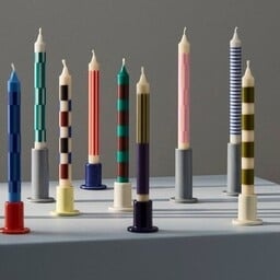 HAY Pattern Candle // Greens and bordeaux, / Set of 4