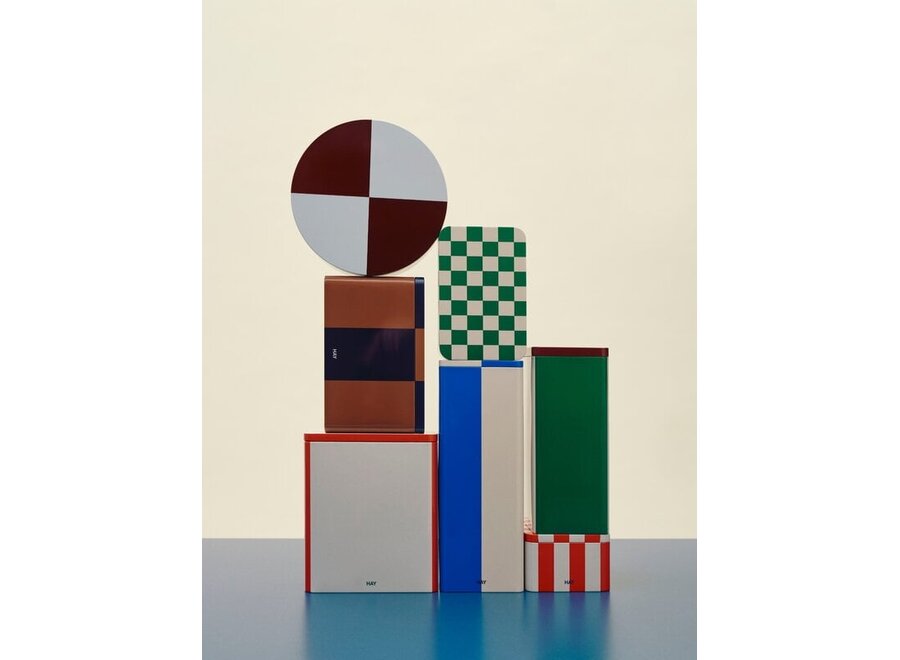 Tin Container // Round / Burgundy en ice blue