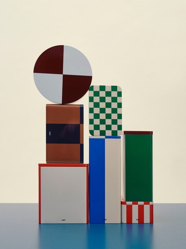 HAY Tin Container // Round / Burgundy en ice blue