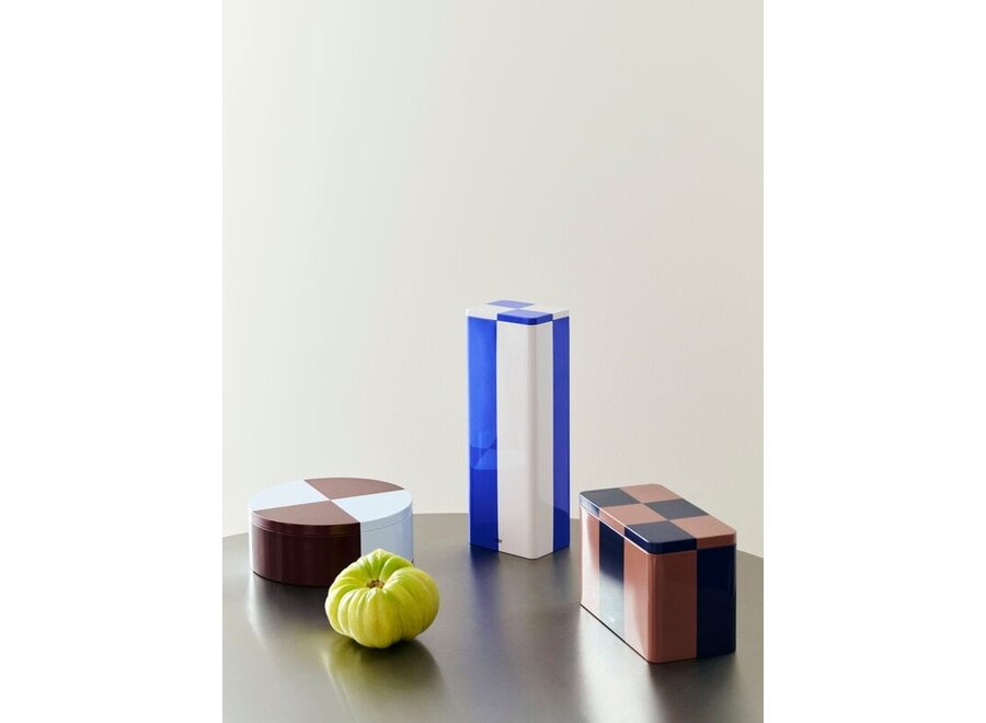 Tin Container // Round / Burgundy en ice blue