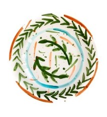 Val Pottery Val Pottery // Plate Miguel / Dark green feathers / D27