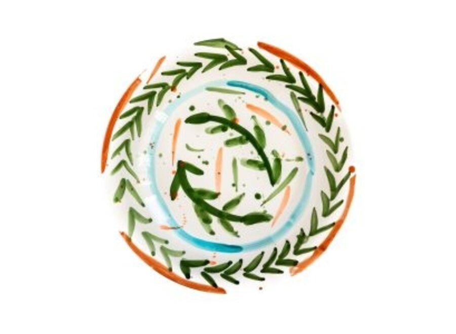 Val Pottery // Plate Miguel / Dark green feathers / D27